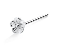 Flower Shaped Silver Straight Nose Stud NSKA-607